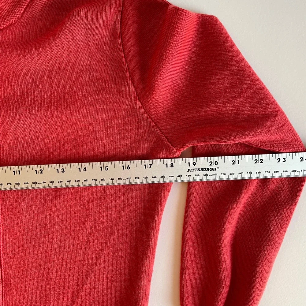 Red Merino Wool Blend Cardigan‎ Womens Snap Button Mock Neck Sweater Size 10
